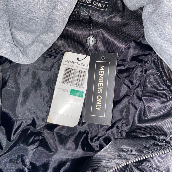 NWT MEMBER’S ONLY Black Bomber Jacket L Hood - Picture 10 of 16